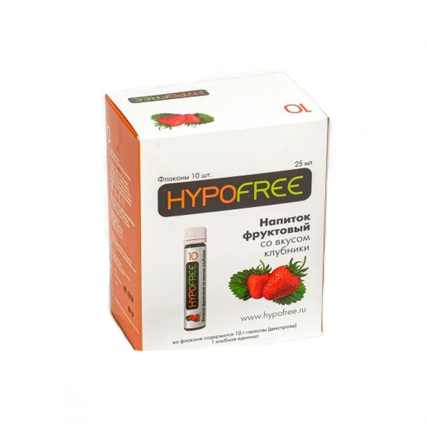 ГипоФри напиток (HYPOFREE 1 ХЕ) 10 флаконов/упак (Клубника) ГипоФри напиток (HYPOFREE 1 ХЕ) 10 флаконов/упак (Клубника)